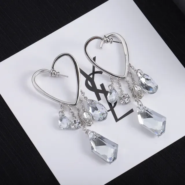 Heart Hoop Dangling Crystal Earrings 5