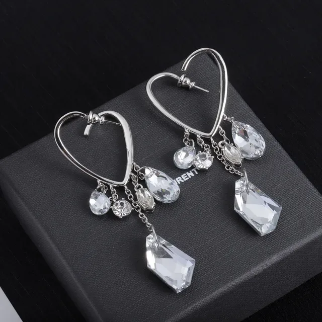 Heart Hoop Dangling Crystal Earrings 6