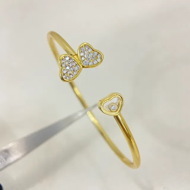 Heart Motif Pavé Crystal Open Bangle Bracelets 4