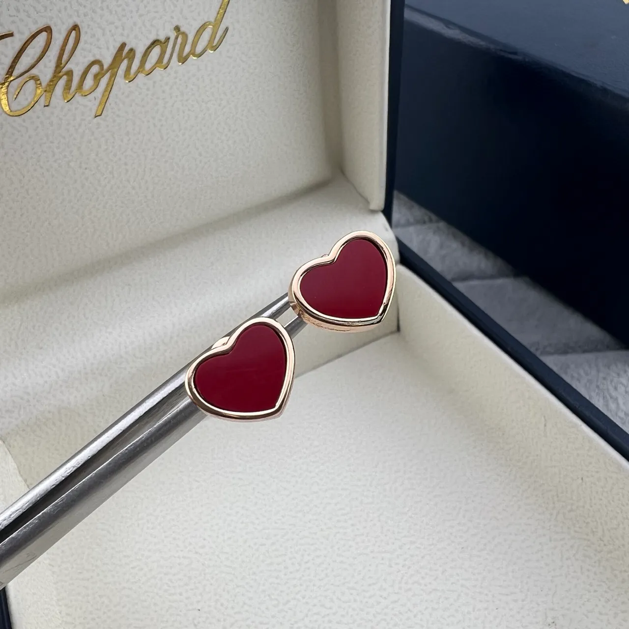 Heart-Shaped Enamel and Mother-of-Pearl Stud Earrings 4