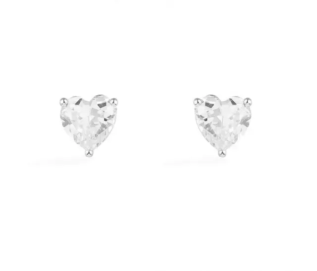 Heart-Shaped Faceted Stone Stud Earrings 3