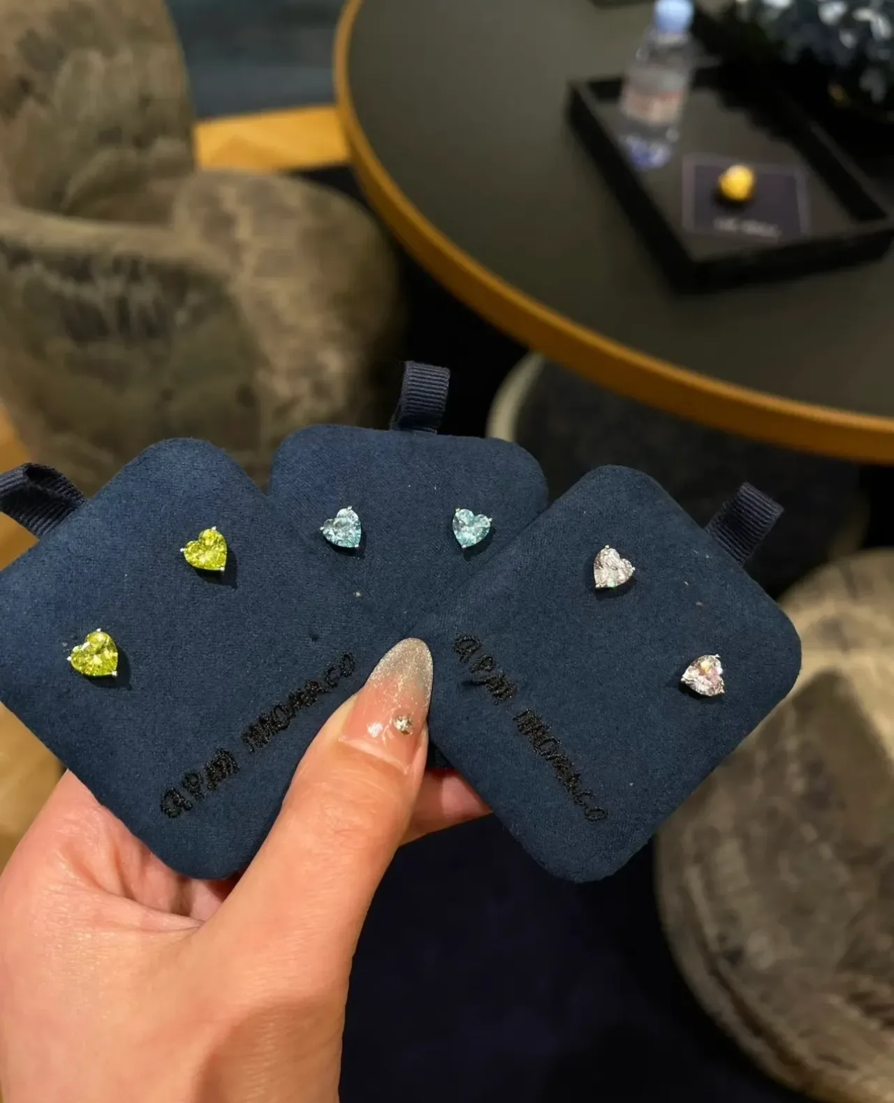 Heart-Shaped Faceted Stone Stud Earrings 6
