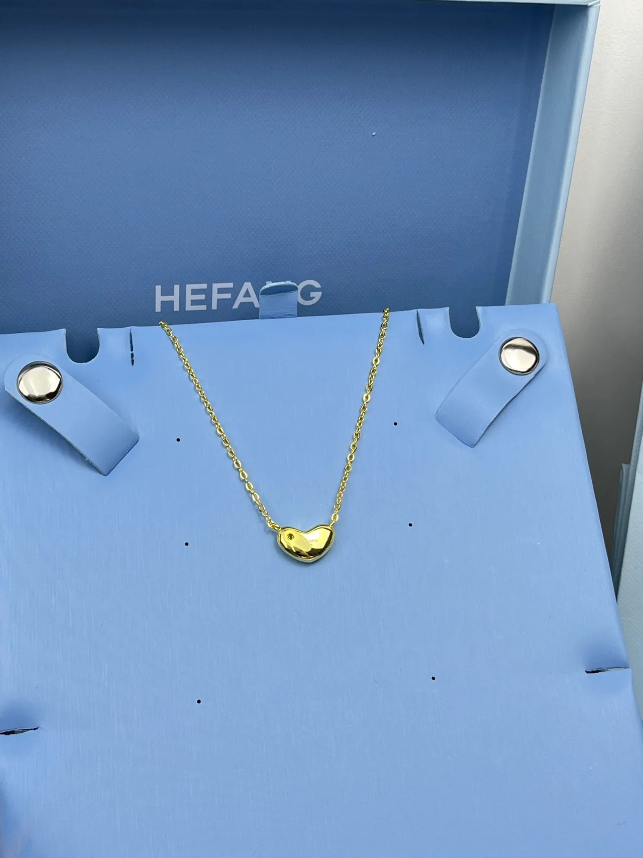 HEFANG Gold Silver Heart-Shaped Pendant Single Bezel-Set Gemstone Necklace 9
