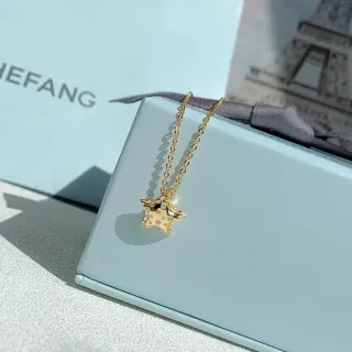 HEFANG Collier Pendentif Étoile Or Argent Cristaux Pavé