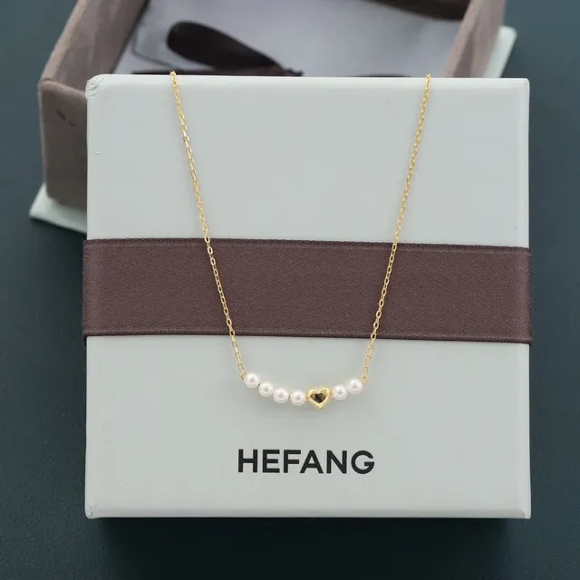 HEFANG Gold Silver Star Pendant Paved Crystal Details Necklace 5