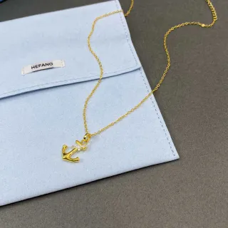 HEFANG Colar com pingente de âncora dourado branco Pavé-Set detalhe de pedra