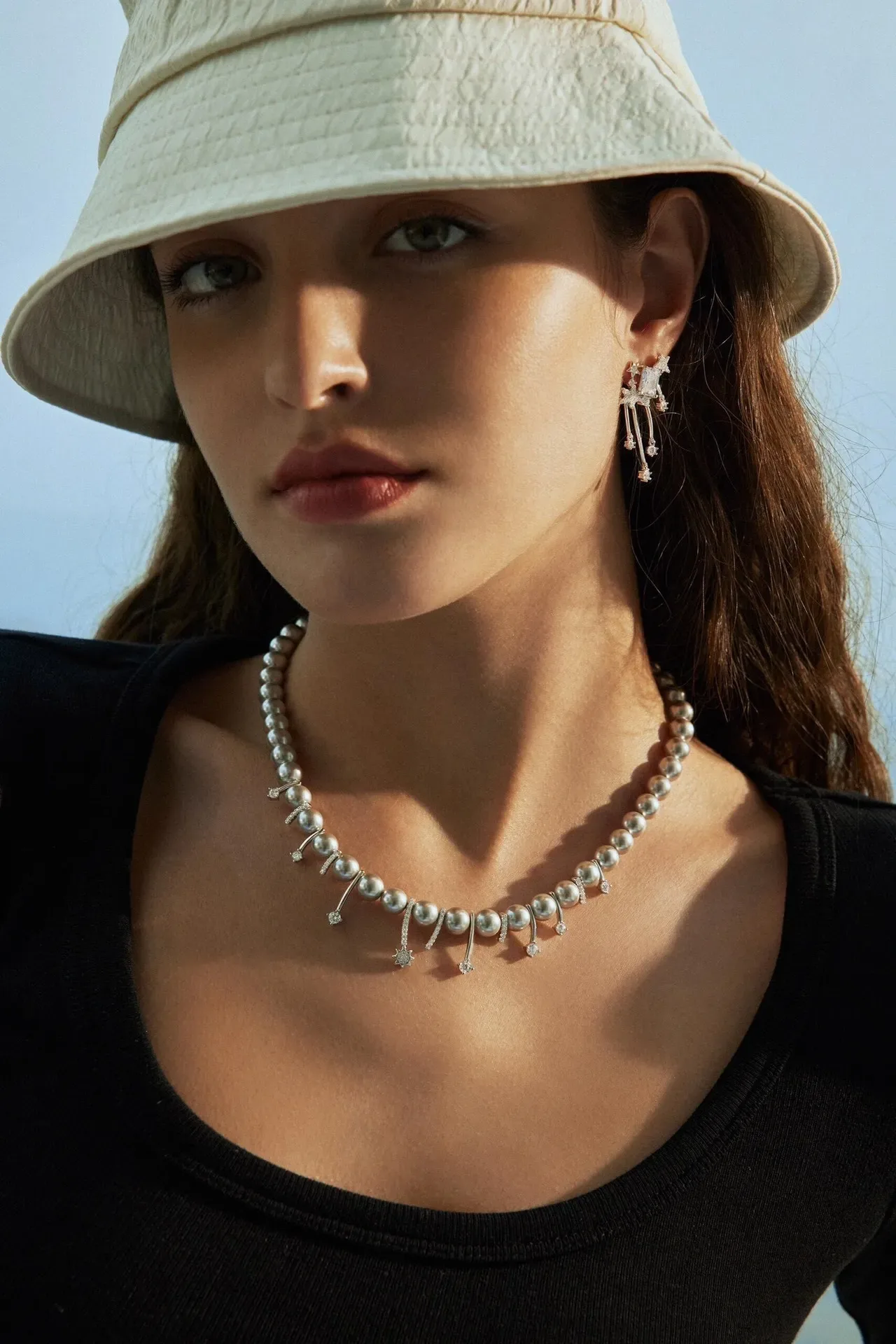 HEFANG Pearl and Diamond-Accent Drop Pendant Necklace 2