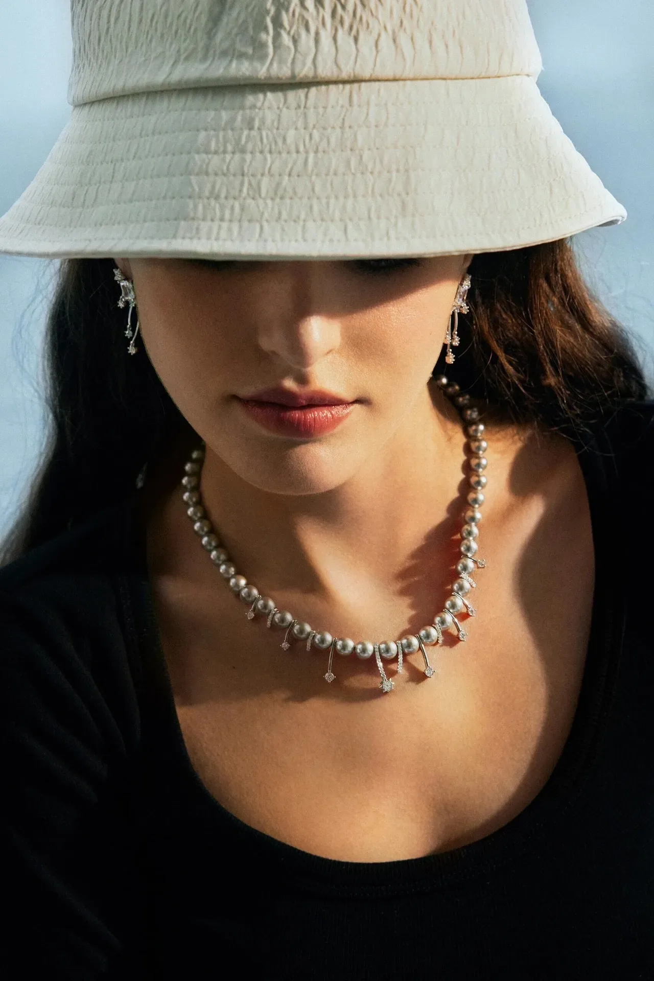 HEFANG Pearl and Diamond-Accent Drop Pendant Necklace 3