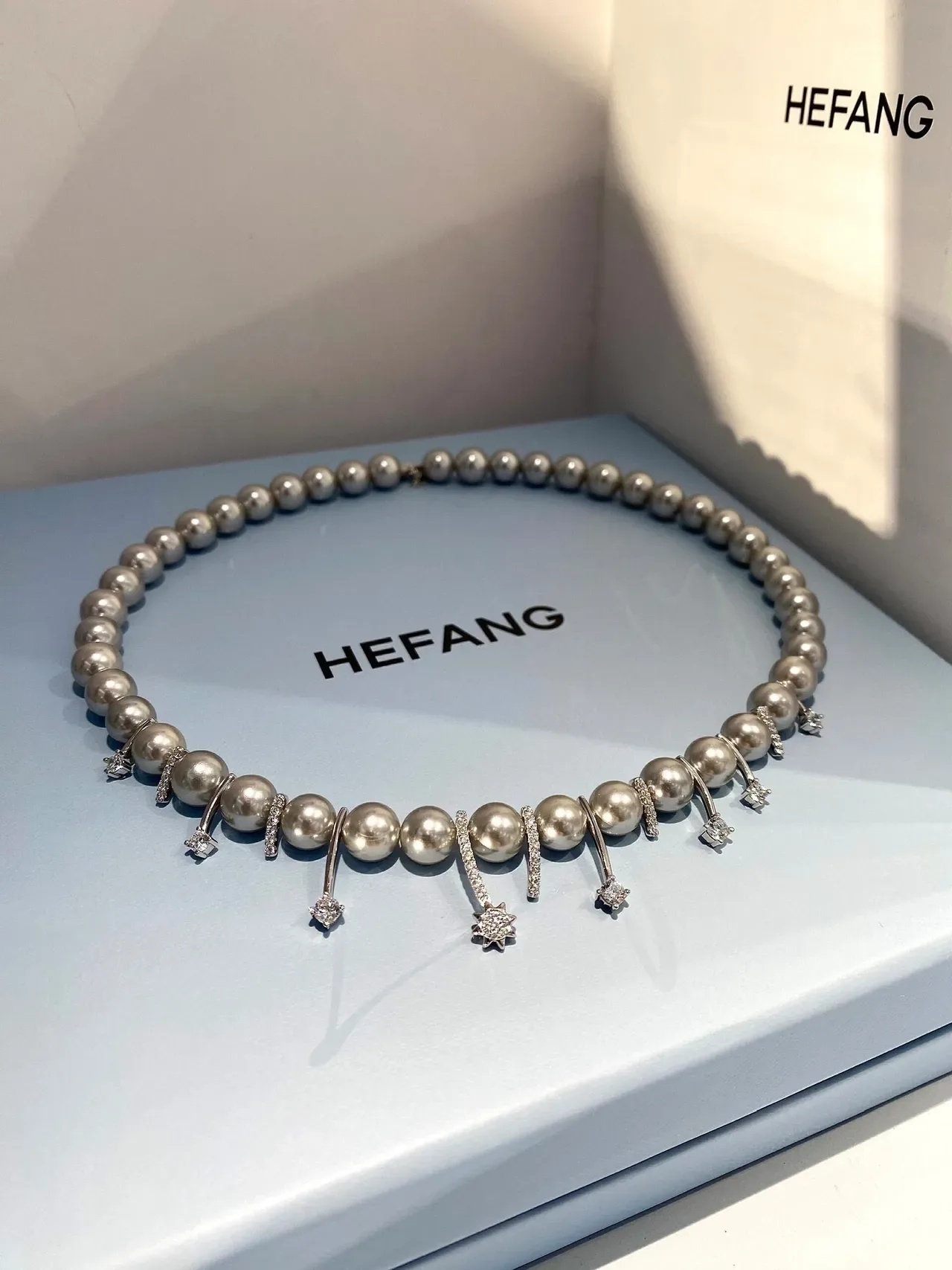 HEFANG Pearl and Diamond-Accent Drop Pendant Necklace 5