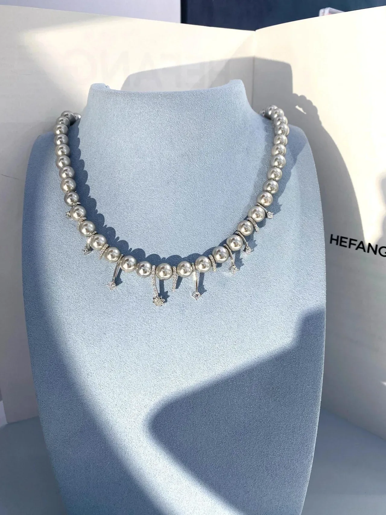 HEFANG Pearl and Diamond-Accent Drop Pendant Necklace 6