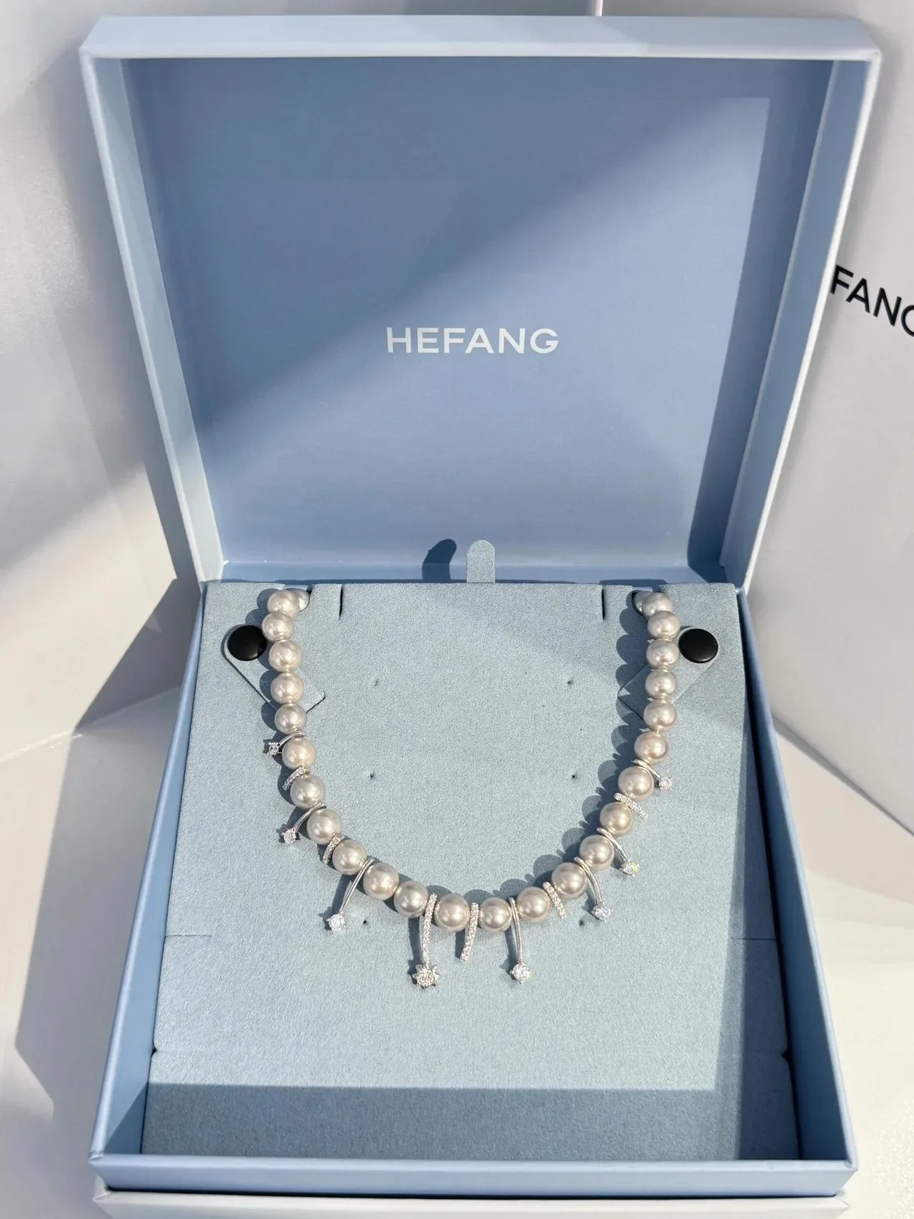 HEFANG Pearl and Diamond-Accent Drop Pendant Necklace 7