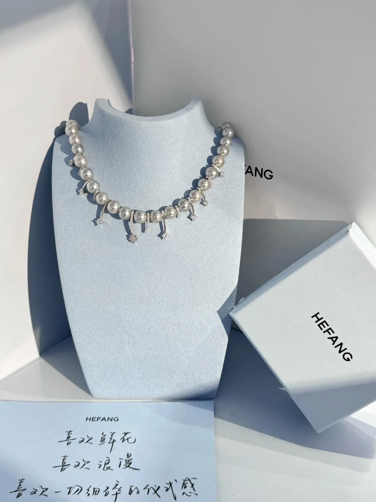 HEFANG Pearl and Diamond-Accent Drop Pendant Necklace 9