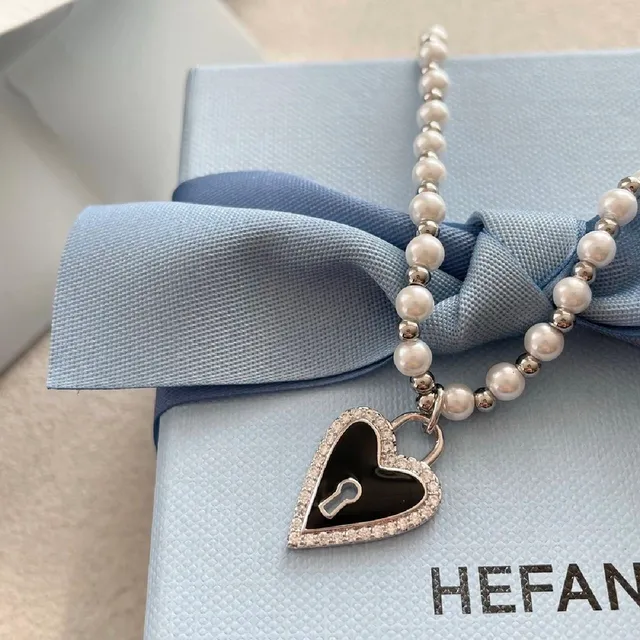 HEFANG Pearl Strand Heart Pendant Necklace 5
