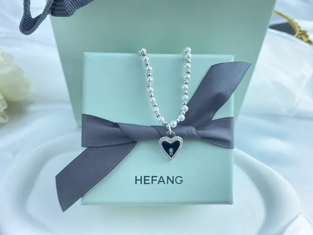 HEFANG Pearl Strand Heart Pendant Necklace 7
