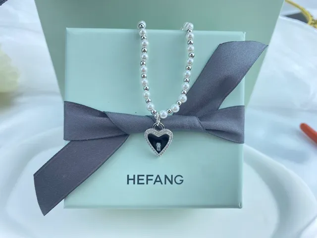 HEFANG Pearl Strand Heart Pendant Necklace 8