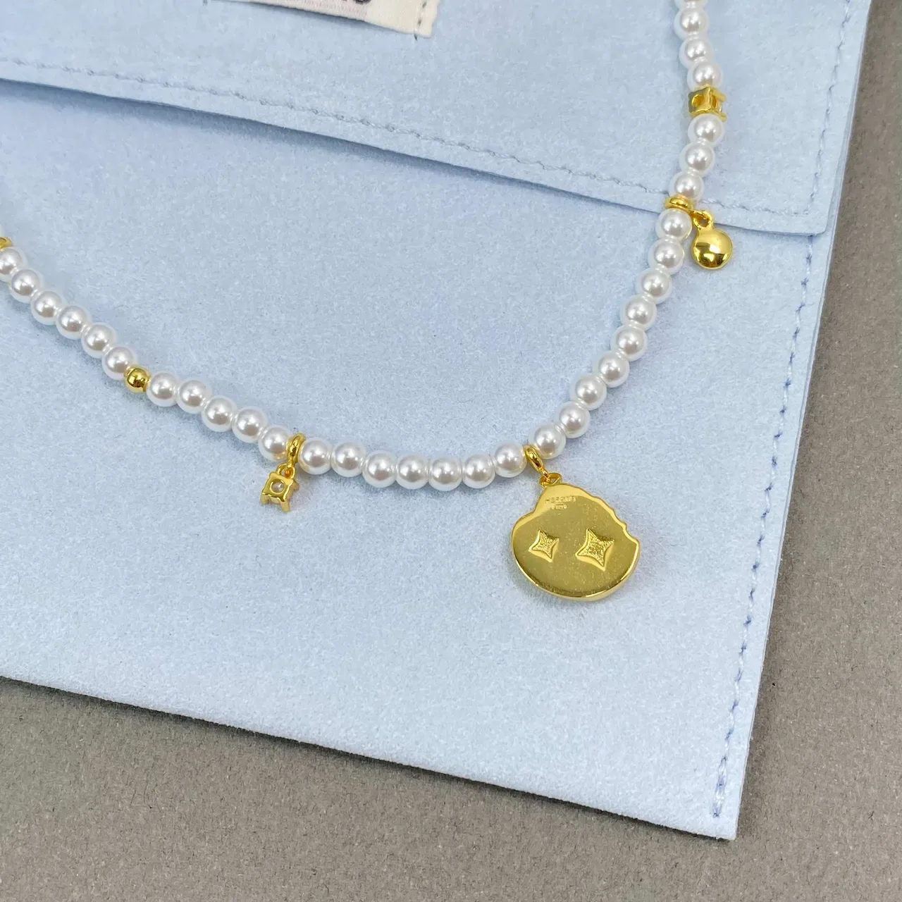 HEFANG White Gold Pearl Strand Charms Necklace 3