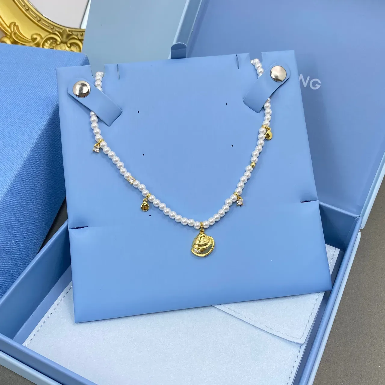 HEFANG White Gold Pearl Strand Charms Necklace 5