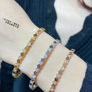 Pulseras de eslabones con piedras pavé en forma de panal hexagonal