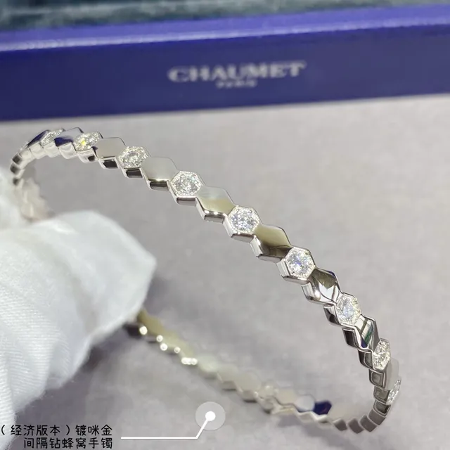 Hexagonal Honeycomb Pavé Stone Link Bracelets 6