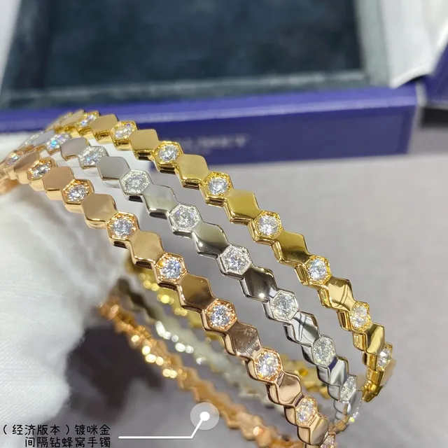 Hexagonal Honeycomb Pavé Stone Link Bracelets 7