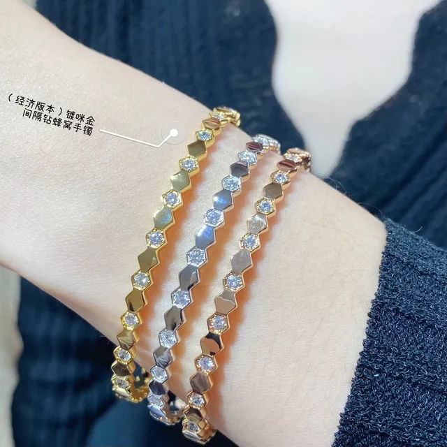 Hexagonal Honeycomb Pavé Stone Link Bracelets 9