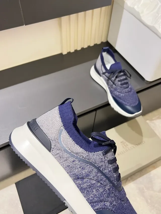 Knit Upper Sock-Fit Two-Tone Blue Lifestyle Sneakers 3