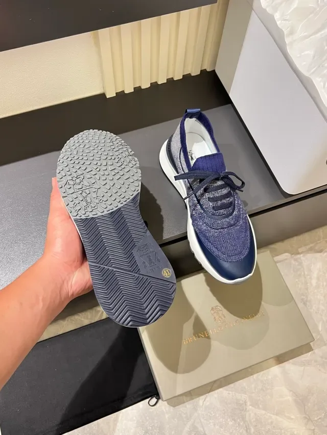 Knit Upper Sock-Fit Two-Tone Blue Lifestyle Sneakers 4