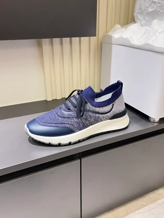 Knit Upper Sock-Fit Two-Tone Blue Lifestyle Sneakers 5