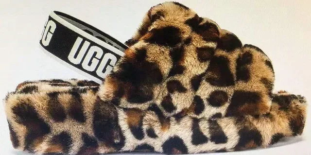 Leopard-Print Plush Fur Slide Slippers 3