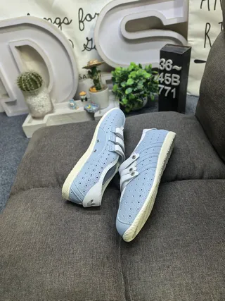 Light Blue Perforated Velcro-Strap Casual Shoes 6