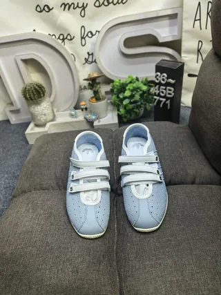 Light Blue Perforated Velcro-Strap Casual Shoes 10