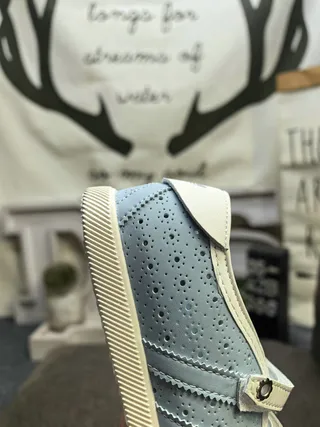 Light Blue Perforated Velcro Strap Casual Sneakers 3