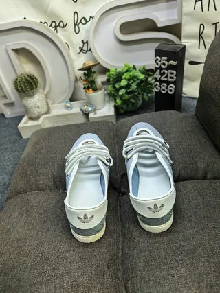 Light Blue Perforated Velcro Strap Casual Sneakers 8