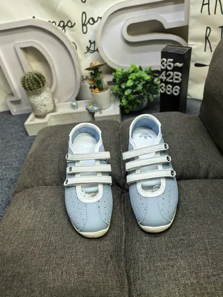 Light Blue Perforated Velcro Strap Casual Sneakers 10