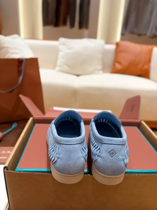 Light Blue Woven Suede Loafer 2