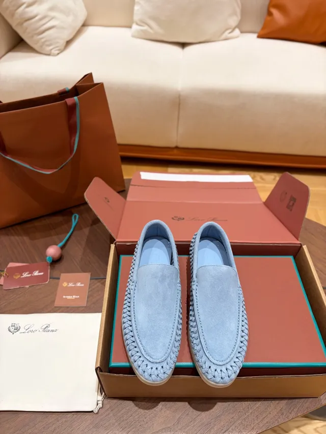 Light Blue Woven Suede Loafer 5