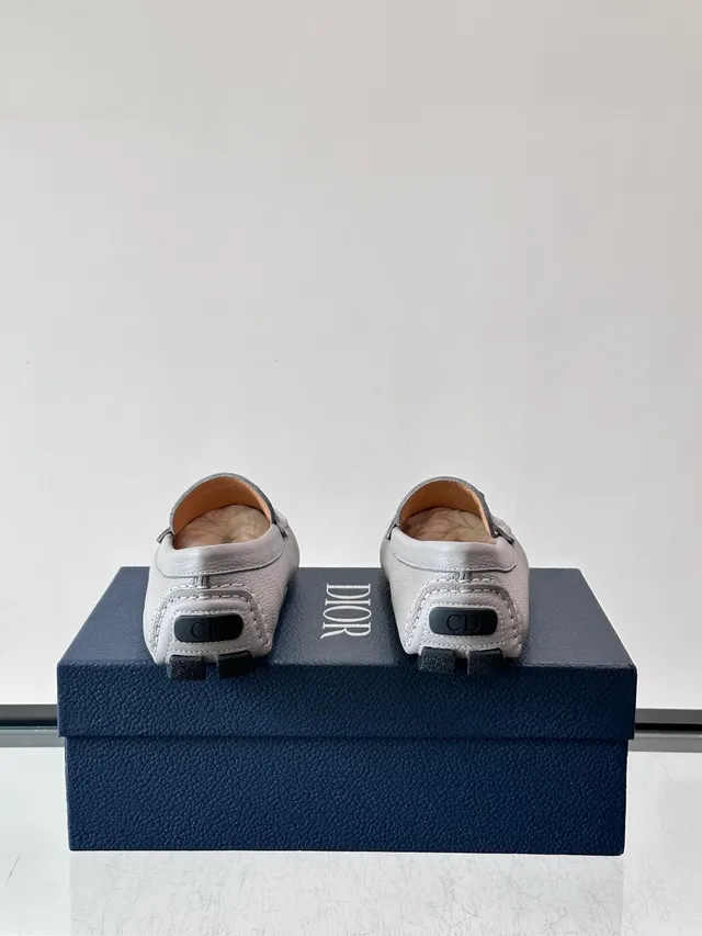 Light Gray Pebbled Leather Bit Loafers 3