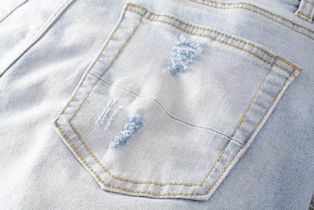 Light-Wash Distressed Slim-Fit Ripped Jeans 4