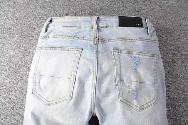Light-Wash Distressed Slim-Fit Ripped Jeans 5
