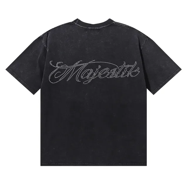 MAJESTIK Distressed Black Graphic-Print Oversized T-Shirt 2