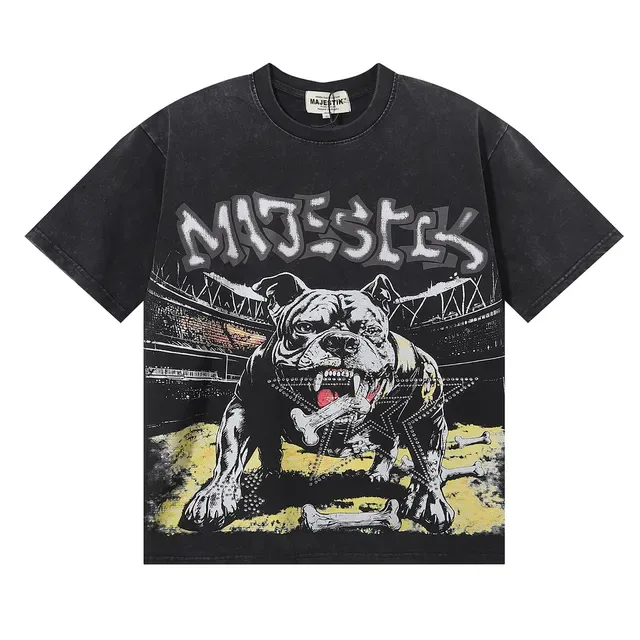 MAJESTIK Distressed Black Graphic-Print Oversized T-Shirt 3