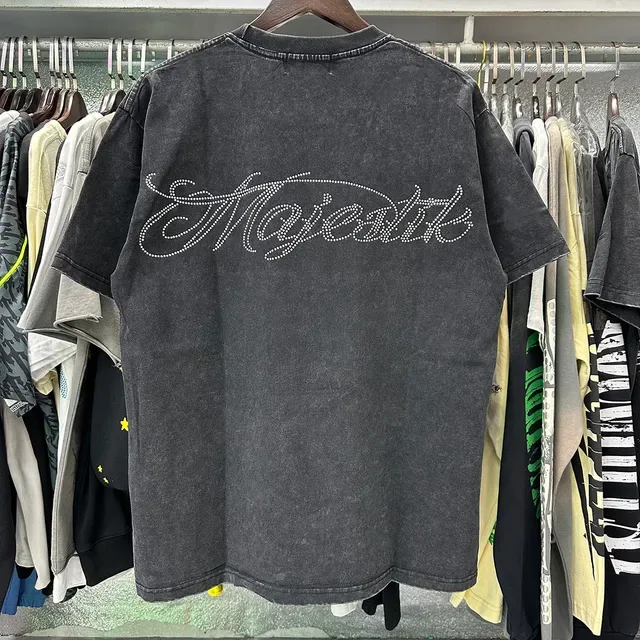 MAJESTIK Distressed Black Graphic-Print Oversized T-Shirt 4