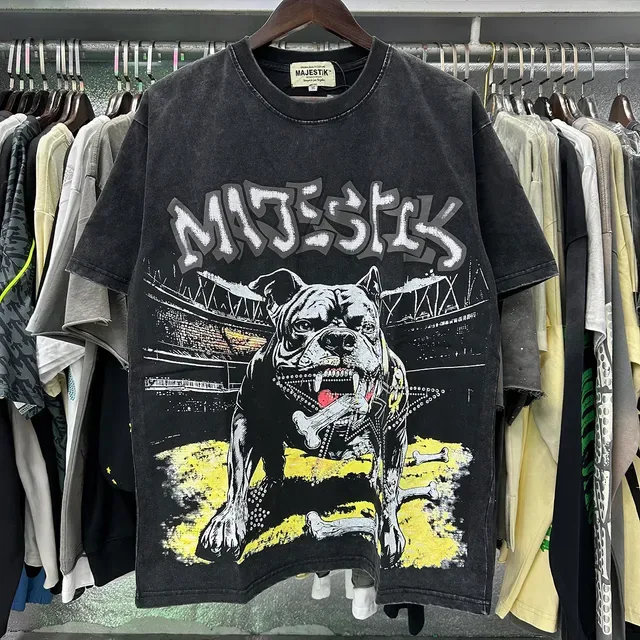MAJESTIK Distressed Black Graphic-Print Oversized T-Shirt 5