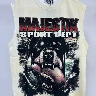 Majestik Graphic-Print Rhinestone-Accented Dog Theme Vest Top