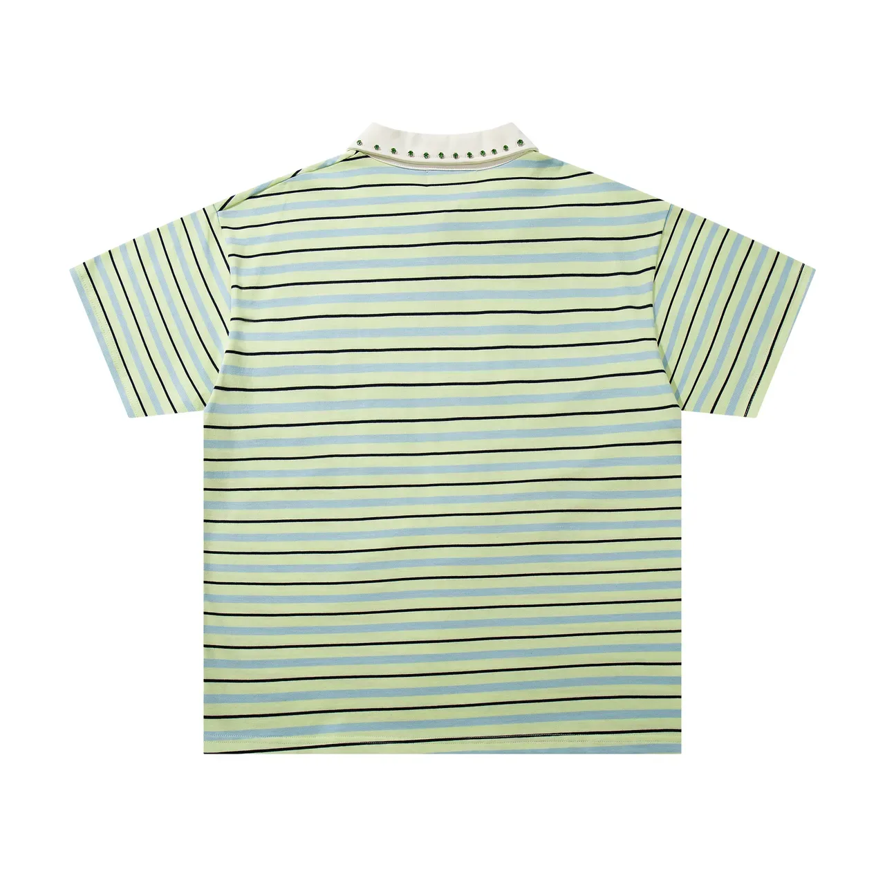 MAJESTIK Striped Studded Collar Half-Zip Polo Shirt 4