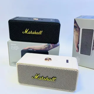 Marshall Beige Gold Rectangular Compact Form Diamond-Pattern Metal Grille Portable Speaker
