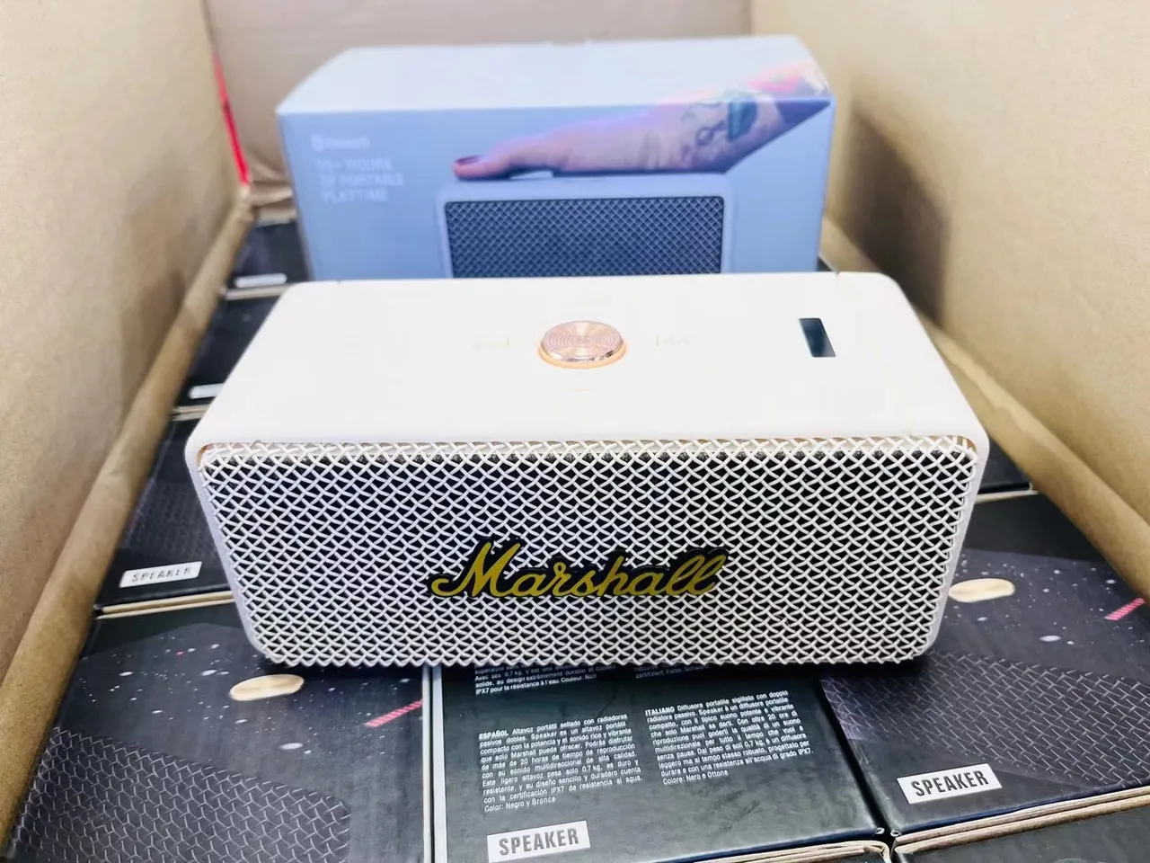سماعة Marshall بيج ذهبي شكل مستطيل مضغوطة بنمط الماس شبكة معدنية 7