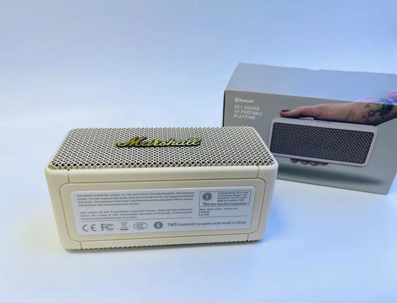 سماعة Marshall بيج ذهبي شكل مستطيل مضغوطة بنمط الماس شبكة معدنية 9