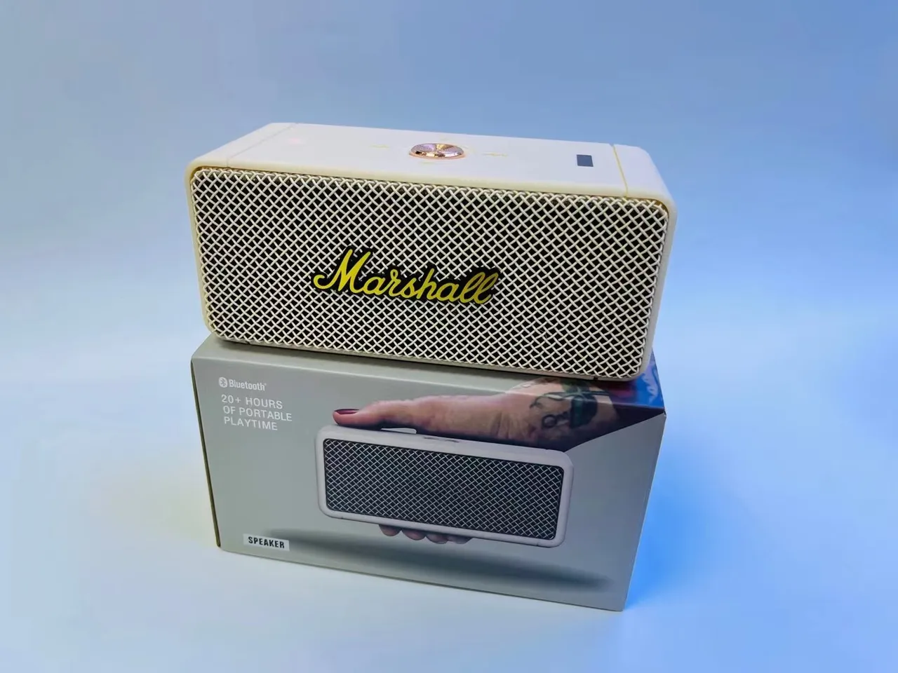 سماعة Marshall بيج ذهبي شكل مستطيل مضغوطة بنمط الماس شبكة معدنية 11