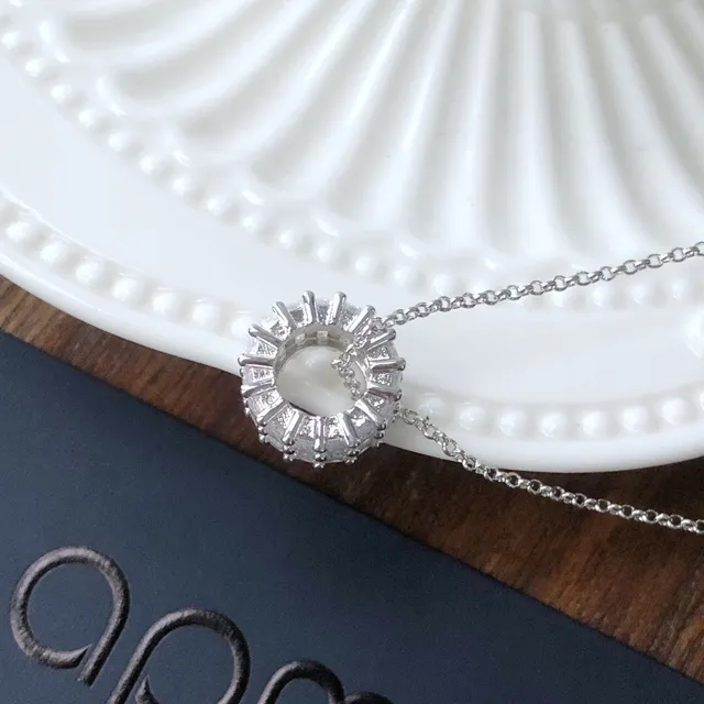 Monaco Rectangular Baguette-Cut Stone Pendant Necklace 7